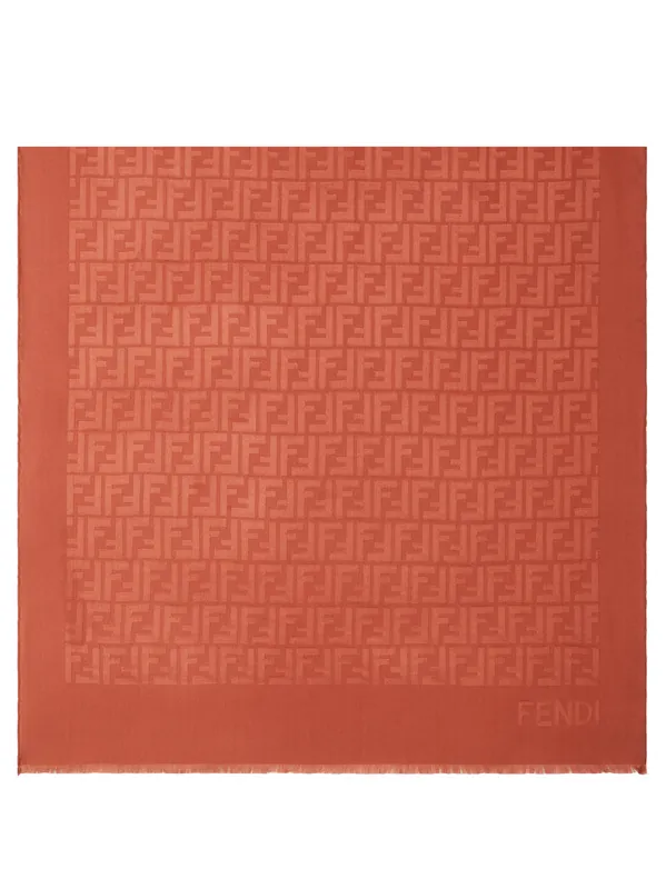 Ff Silk Stole In Rust Color - Fendi