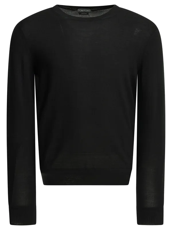 Wool Crew Neck Sweater Knitwear Black - Tom Ford