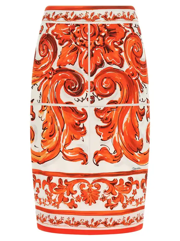 Maiolica Skirts Orange - Dolce & Gabbana