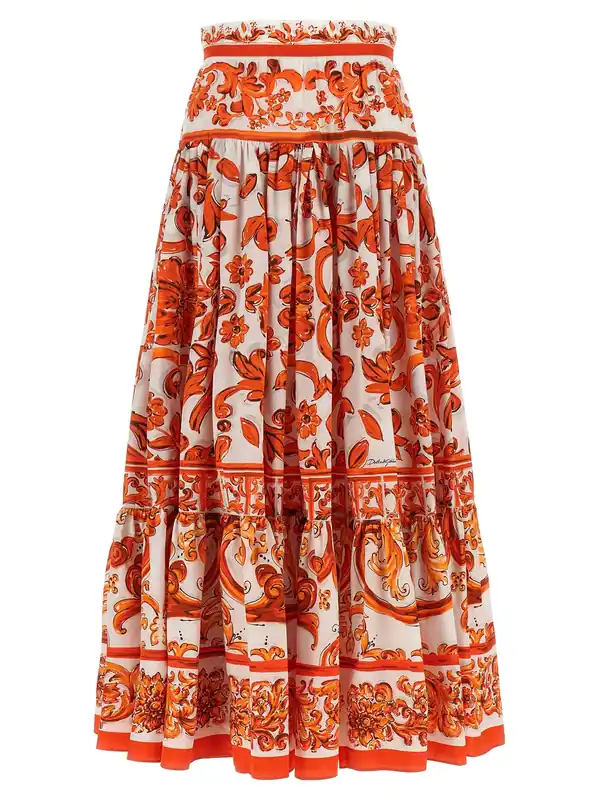Maiolica Skirts Orange - Dolce & Gabbana