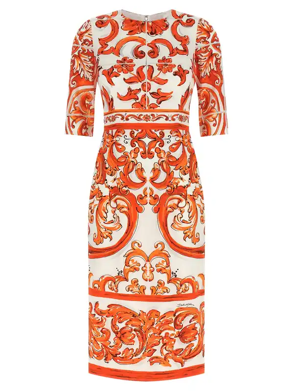 Maiolica Dresses Orange - Dolce & Gabbana