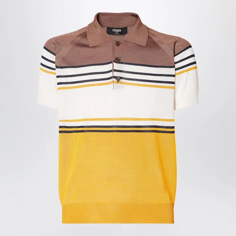 Multicoloured Striped Viscose Polo Shirt - Fendi