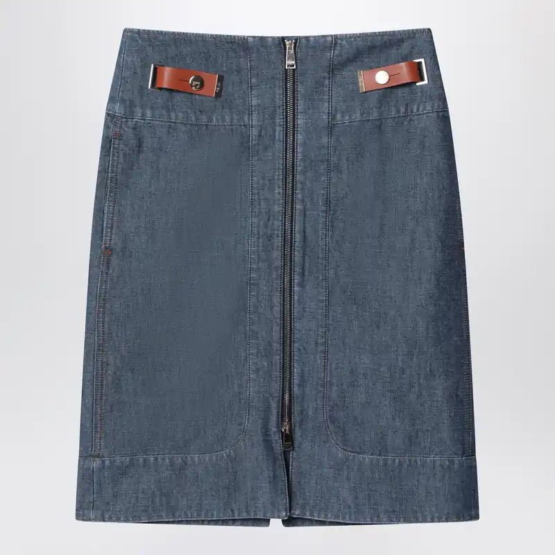 Blue Chambray Denim Skirt - Fendi
