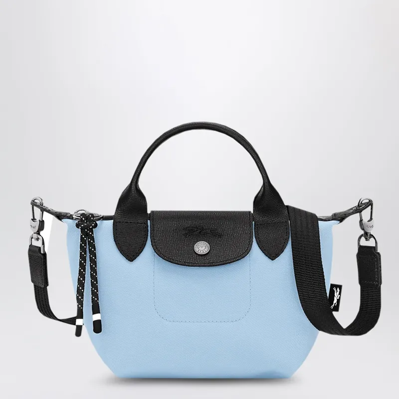 Xs Le Pliage Energy Bag With Handle In Recycled Canvas In Sky Blue - Longchamp