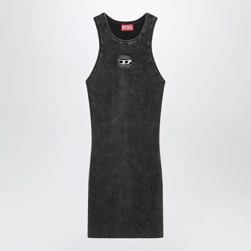 Washed Black Dress With Metallic Oval D - Diesel