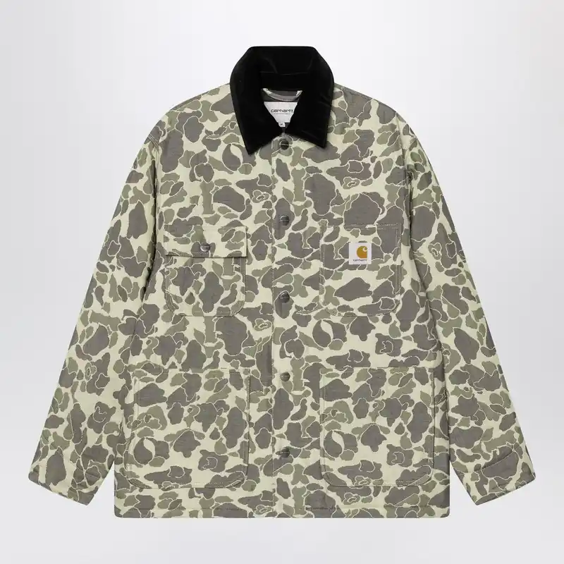 Tapestry Chore Coat Camo Duck Jacquard, Green/Tobacco - Carhartt Wip