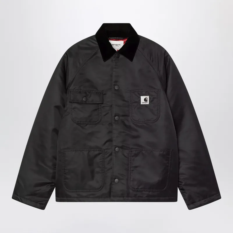 Alumni Chore Coat Jacket In Black Nylon - Carhartt Wip