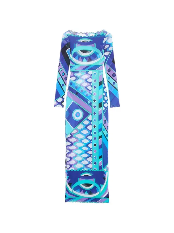 Printed Tulle Long Dress - Pucci