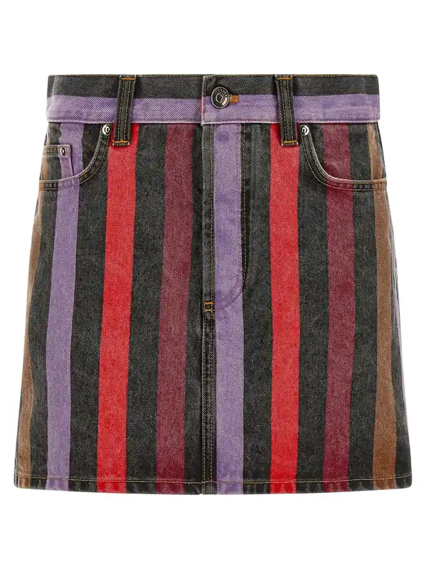 Striped Denim Skirt Skirts Multicolor - Versace