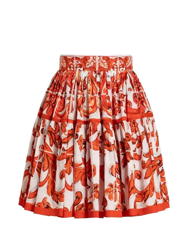 Maiolica Print Cotton Skirt - Dolce & Gabbana