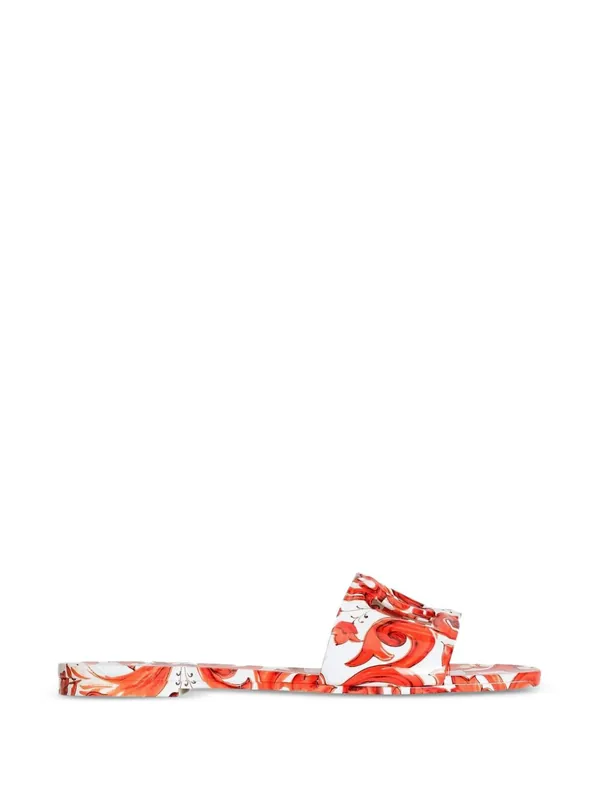 Maiolica Print Flat Sandals - Dolce & Gabbana