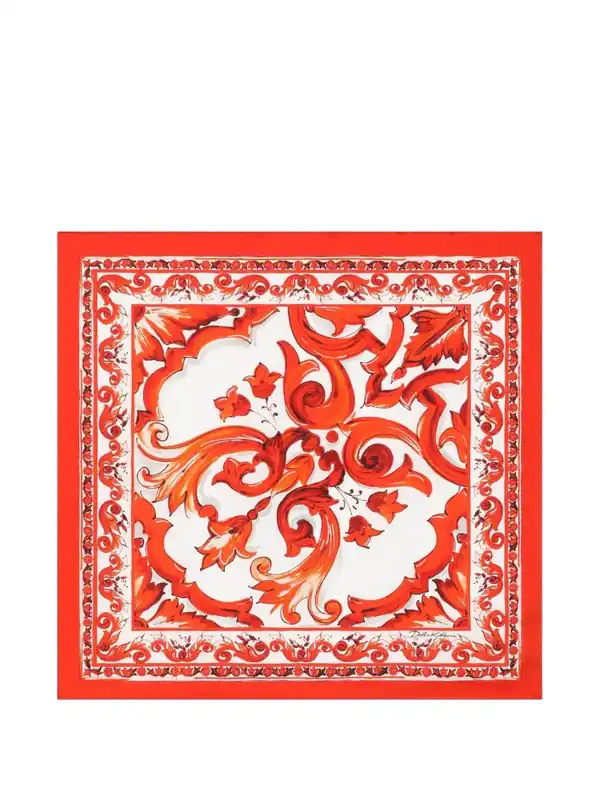 Maiolica Print Silk Foulard - Dolce & Gabbana