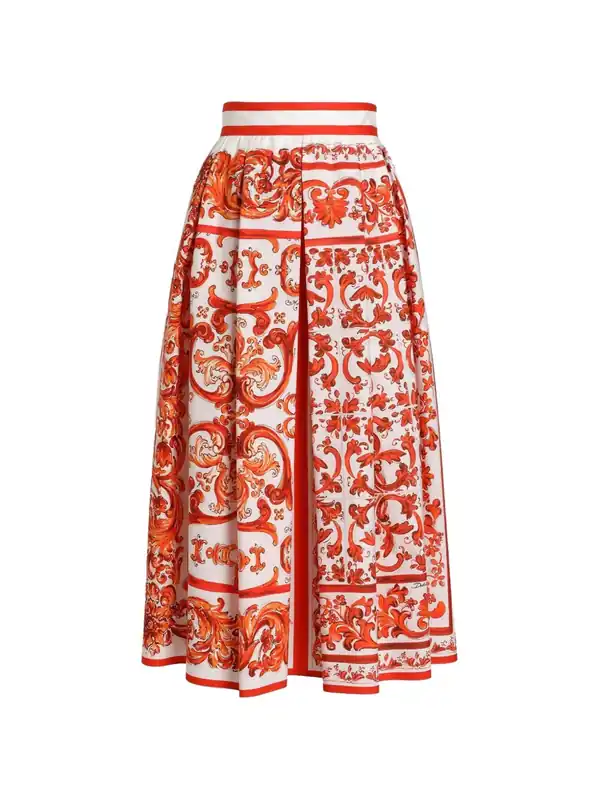 Maiolica Print Cotton Skirt - Dolce & Gabbana