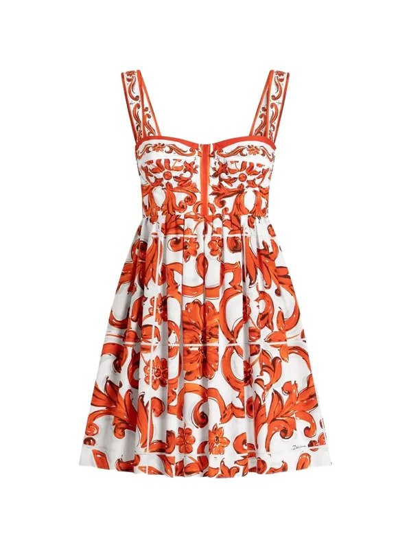 Maiolica Print Cotton Dress - Dolce & Gabbana