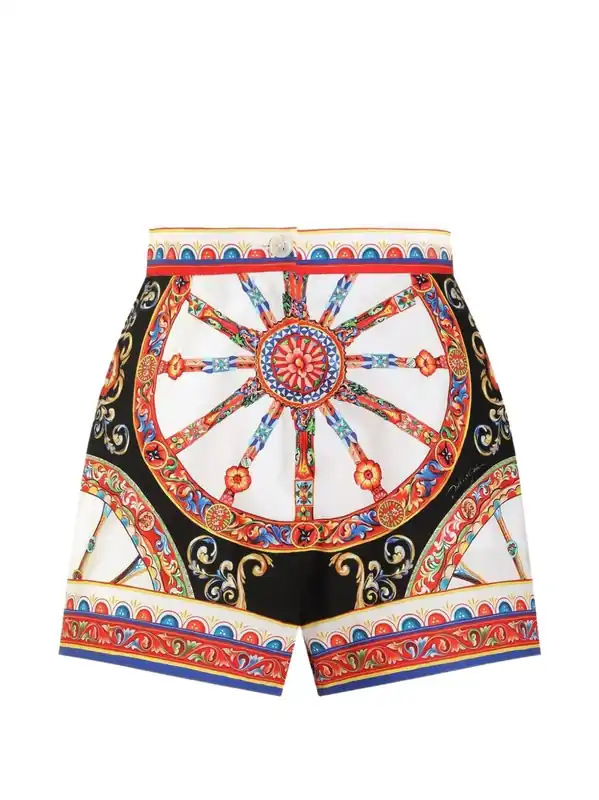 Carretto Print Cotton Shorts - Dolce & Gabbana