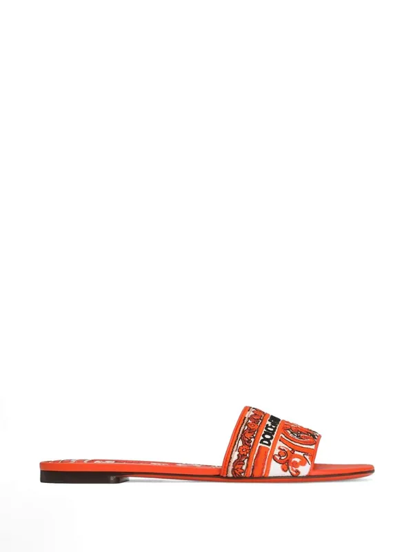 Maiolica Print Flat Sandals - Dolce & Gabbana