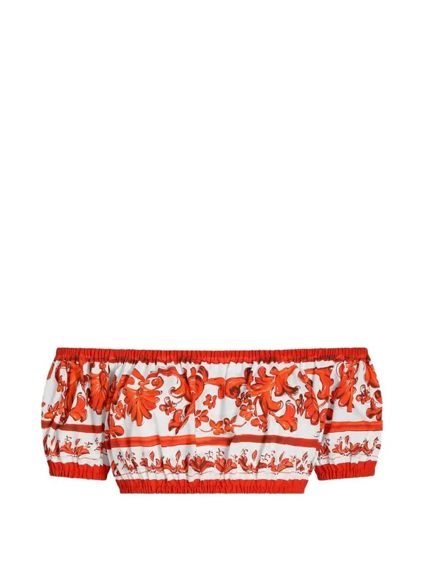Maiolica Print Cotton Top - Dolce & Gabbana