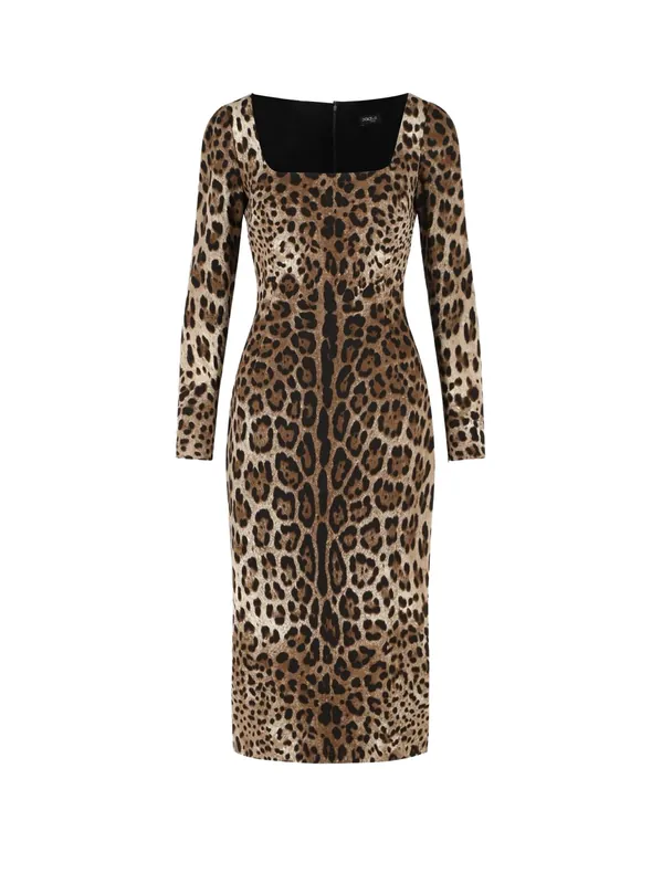 Midi Dress With Animal Print - Dolce & Gabbana