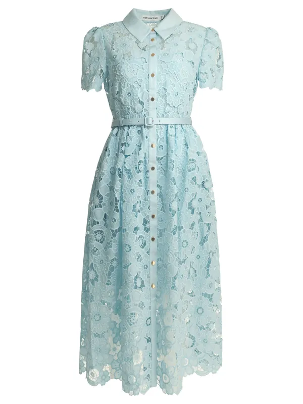 Lace Midi Dress Dresses Light Blue - Self-Portrait