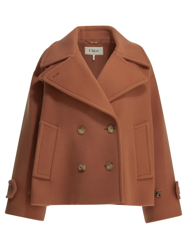 Short Wool Coat Jackets And Coats Pink - Chloé