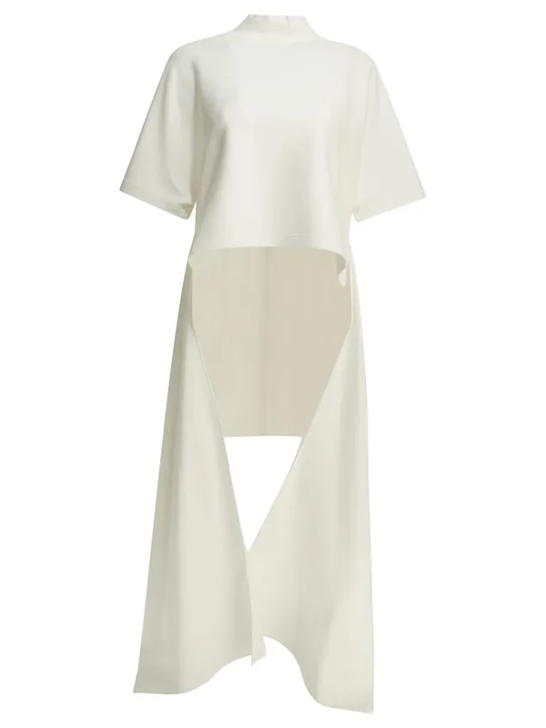 Asymmetrical Mock Neck T-Shirt T-Shirts White