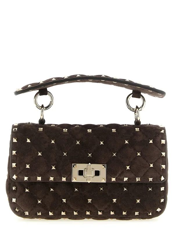 Rockstud Spike Shoulder Bags Brown - Valentino Garavani