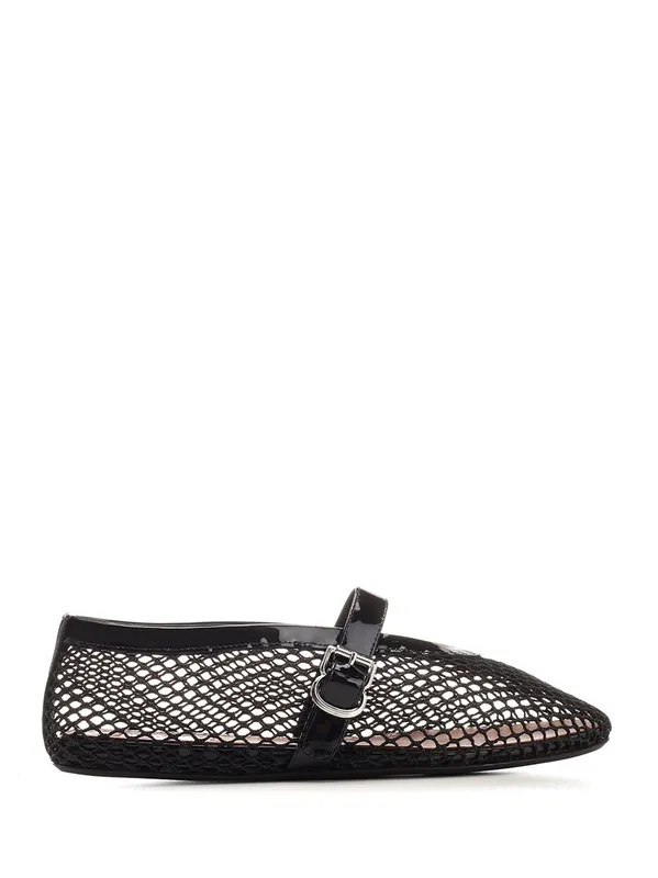 Mesh Strap Ballerina Scarpe Basse Black - Alaïa