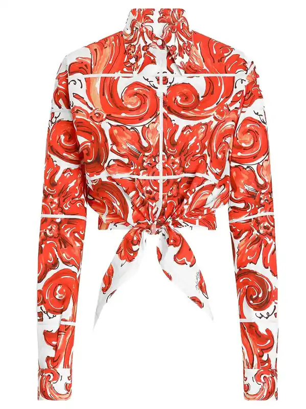 Popeline Shirt With Maiolica Print - Dolce & Gabbana