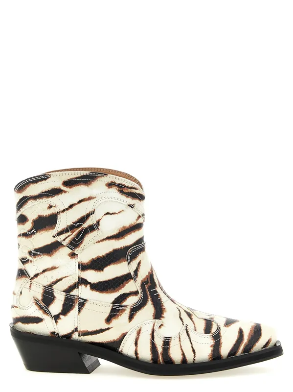 Western Ankle Boots Boots And Ankle Boots Beige - Ganni