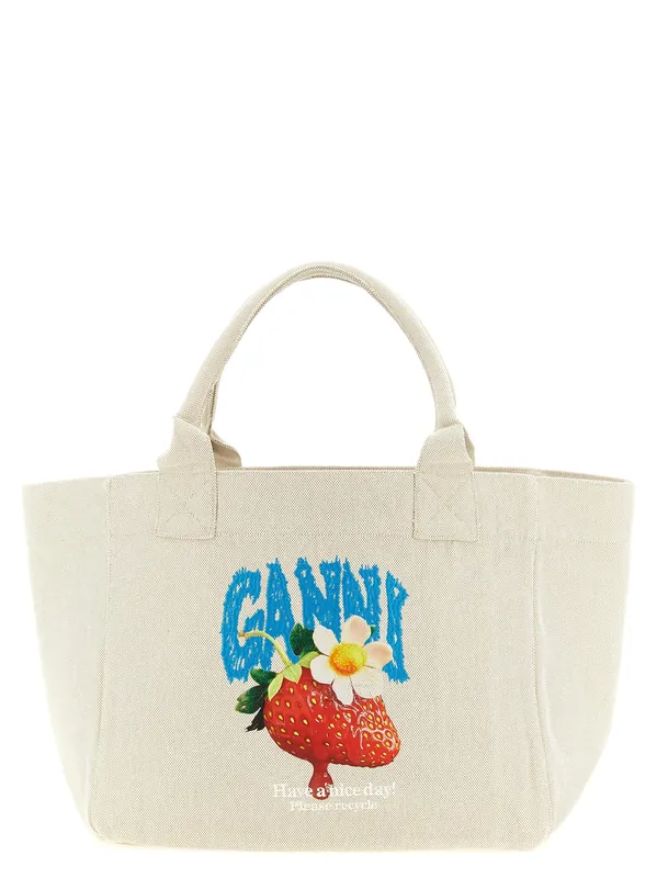 Strawberry Tote Bag Beige - Ganni