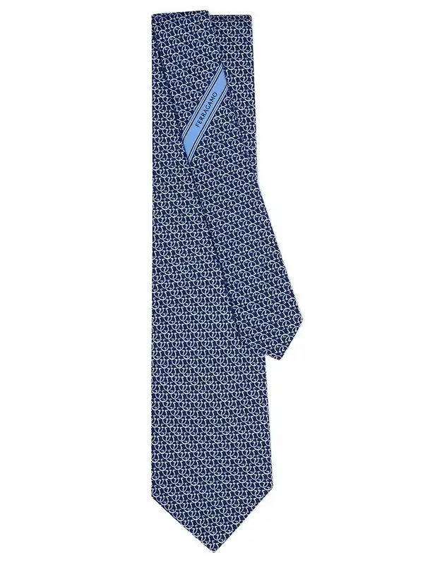 Silk Tie With Circle Gancini Print - Ferragamo