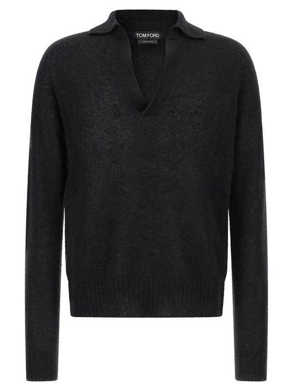 Cashmere And Silk Polo Shirt Sweaters And Cardigans Black - Tom Ford