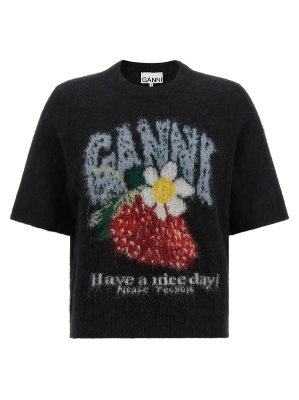 Strawberry Sweaters And Cardigans Black - Ganni