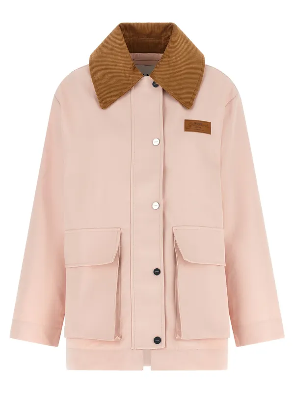 Twill Jacket Puffer Jackets Pink - Ganni