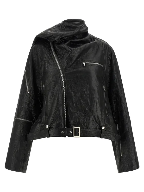 Cropped Scarf Flight Puffer Jackets Black - Rick Owens