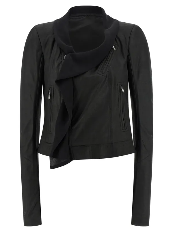 Scarf Biker Puffer Jackets Black - Rick Owens
