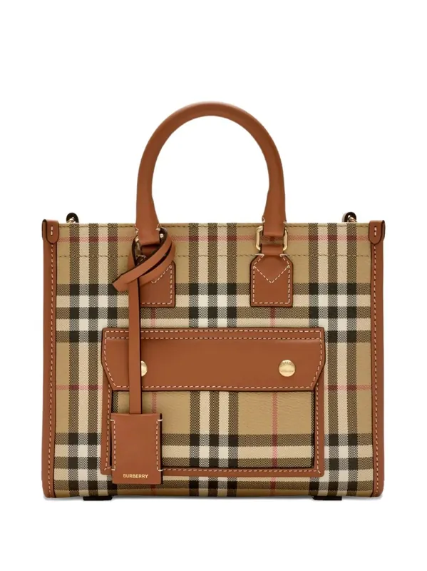 Mini Freya Tote Bag In Burberry Check Coated Cotton Blend - Burberry London England