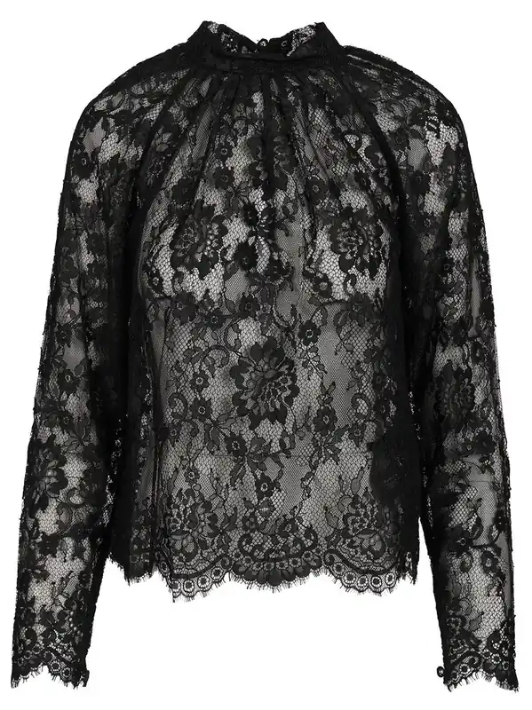 Lace Blouse Tops Black - Self-Portrait
