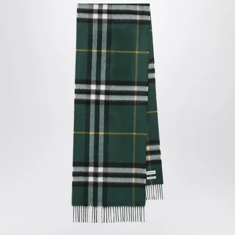 Cashmere Check Scarf In Dark Fern Green - Burberry