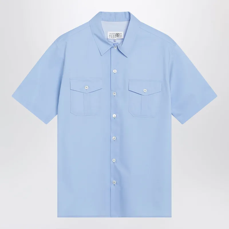 Short-Sleeve Poplin Shirt With Reinforcements, Light Blue
