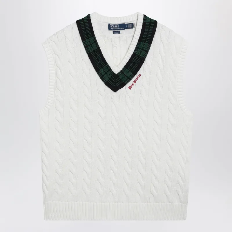 Cream Cable-Knit Relaxed-Fit Vest