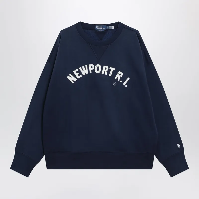 Navy Sweatshirt With Embroidery Vintage-Fit