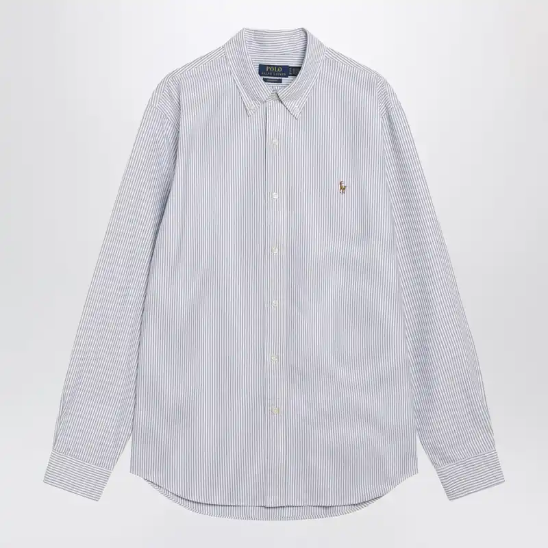 Light Blue/White Striped Oxford Custom-Fit Shirt