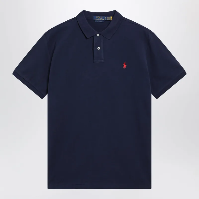 Navy Cotton Custom Slim-Fit Polo Shirt