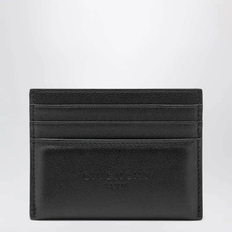 Black Leather Card Holder With Logo - Givenchy