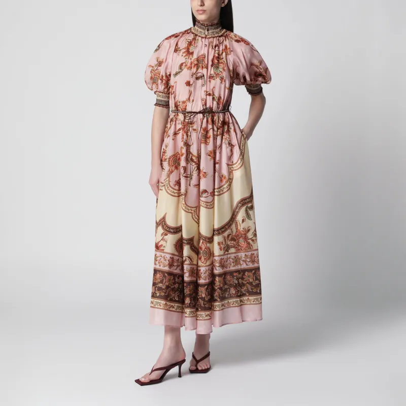 Purple Aster Puff-Sleeve Maxi Dress