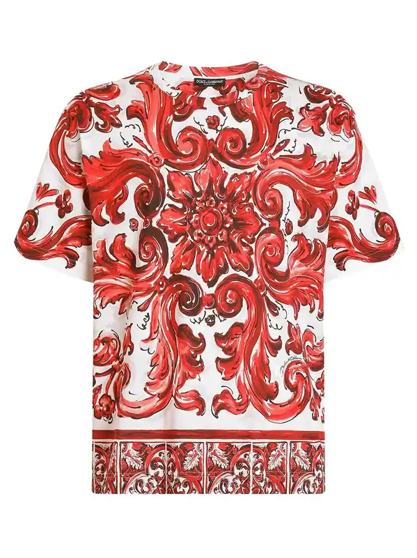 Majolica-Print Cotton T-Shirt