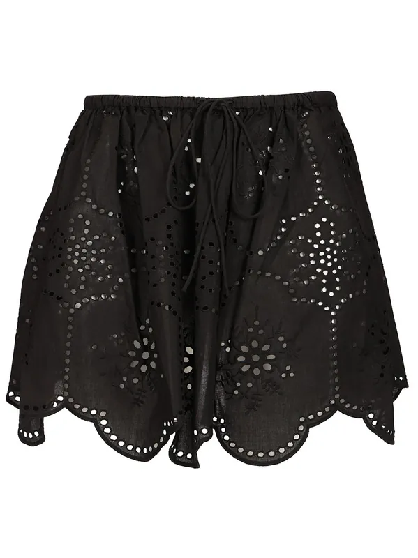 Broderie Mini Skirt Skirts Black - Matteau