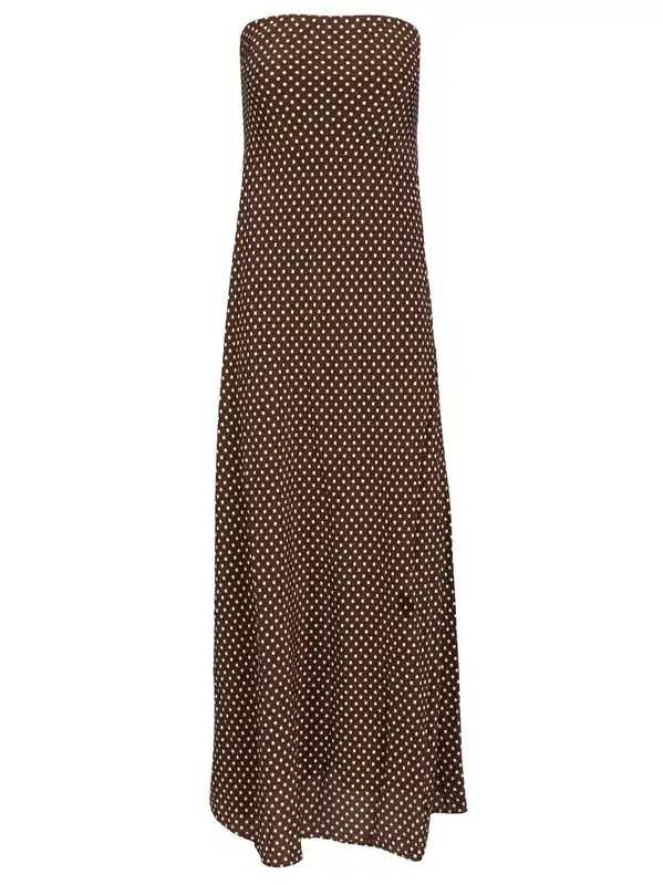 Bias Column Dress Dresses Brown - Matteau