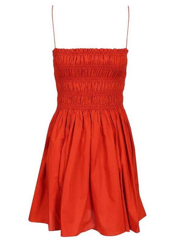 Shirred Bodice Mini Dress Dresses Red - Matteau